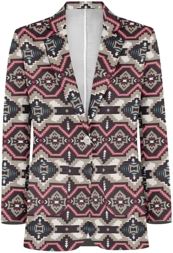 Horeset Aztec Tribal Indian Mens Blazer Novelty Slim Fit Casual Sport Coats Jacket for Daily Prom Party