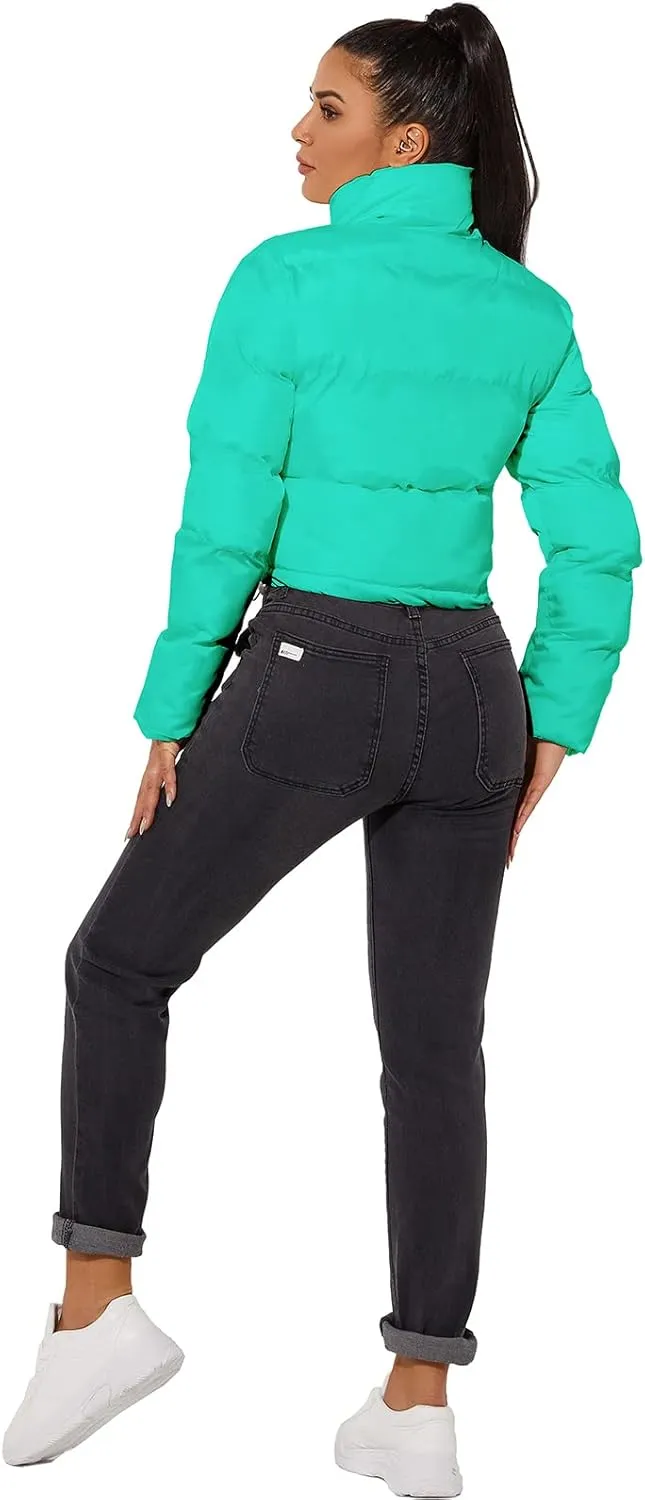 Hujoin Women's Crop Short Jacket Cropped Puffer Fashion Jackets for Women Warm Winter Lightweight Coat