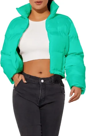 Hujoin Women's Crop Short Jacket Cropped Puffer Fashion Jackets for Women Warm Winter Lightweight Coat