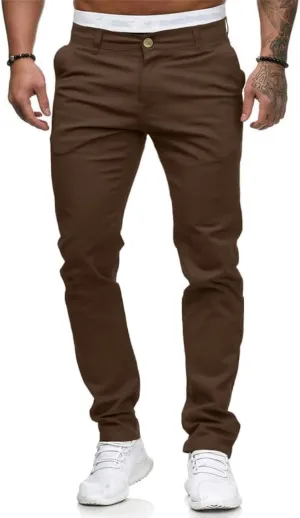 HUNGSON Mens Chinos Slim Fit Stretch Flat-Front Skinny Dress Pants