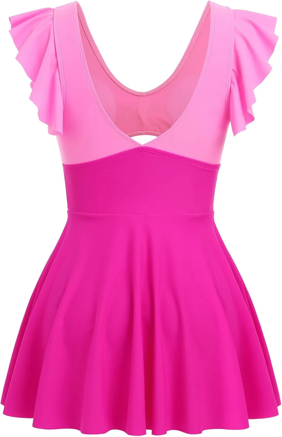 IDOPIP Womens One Piece Swimdress Cutout Ruffle Swimsuit with Shorts V Neck Bathing Suit Beach Tummy Control Swimming Suit