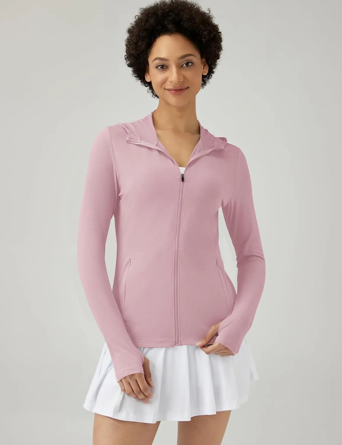 Ivicoer Women UPF 50  Sun Protection Jackets Long Sleeve Hoodie Lightweight Sun Shirts Hiking Outdoor Clothing with Pockets