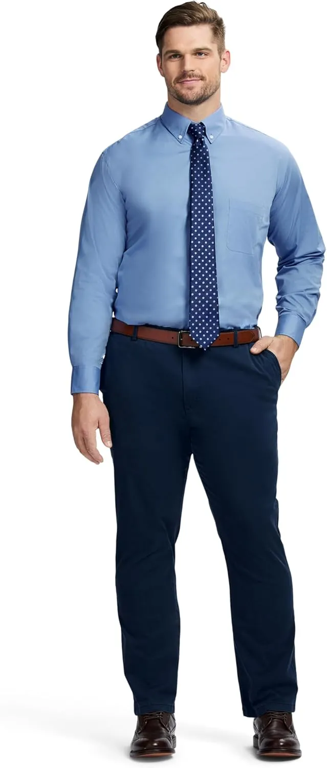 IZOD Men's Big and Tall Dress Shirt Long Sleeve Wrinkle Free Stretch Button Down Collar