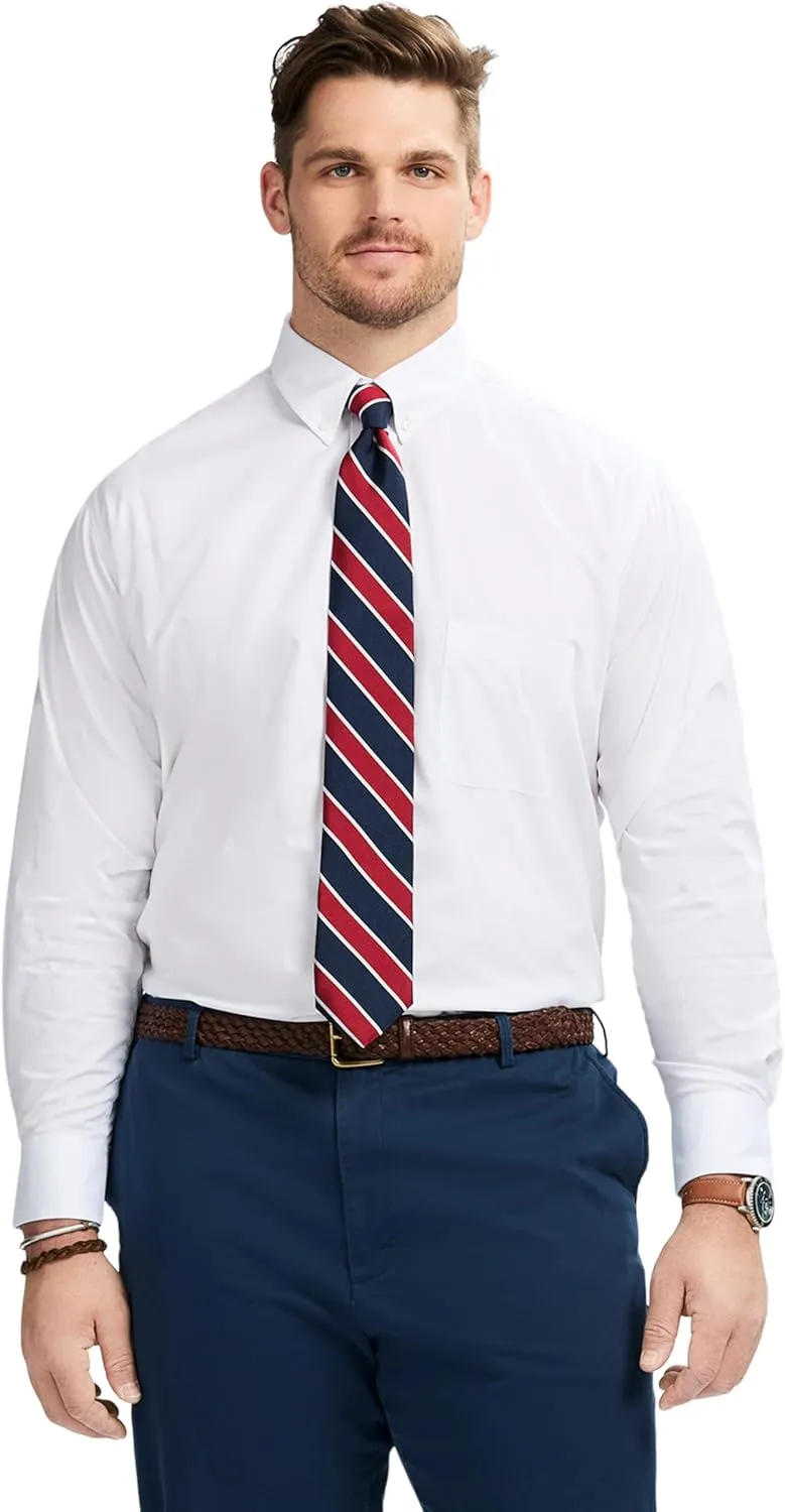 IZOD Men's Big and Tall Dress Shirt Long Sleeve Wrinkle Free Stretch Button Down Collar