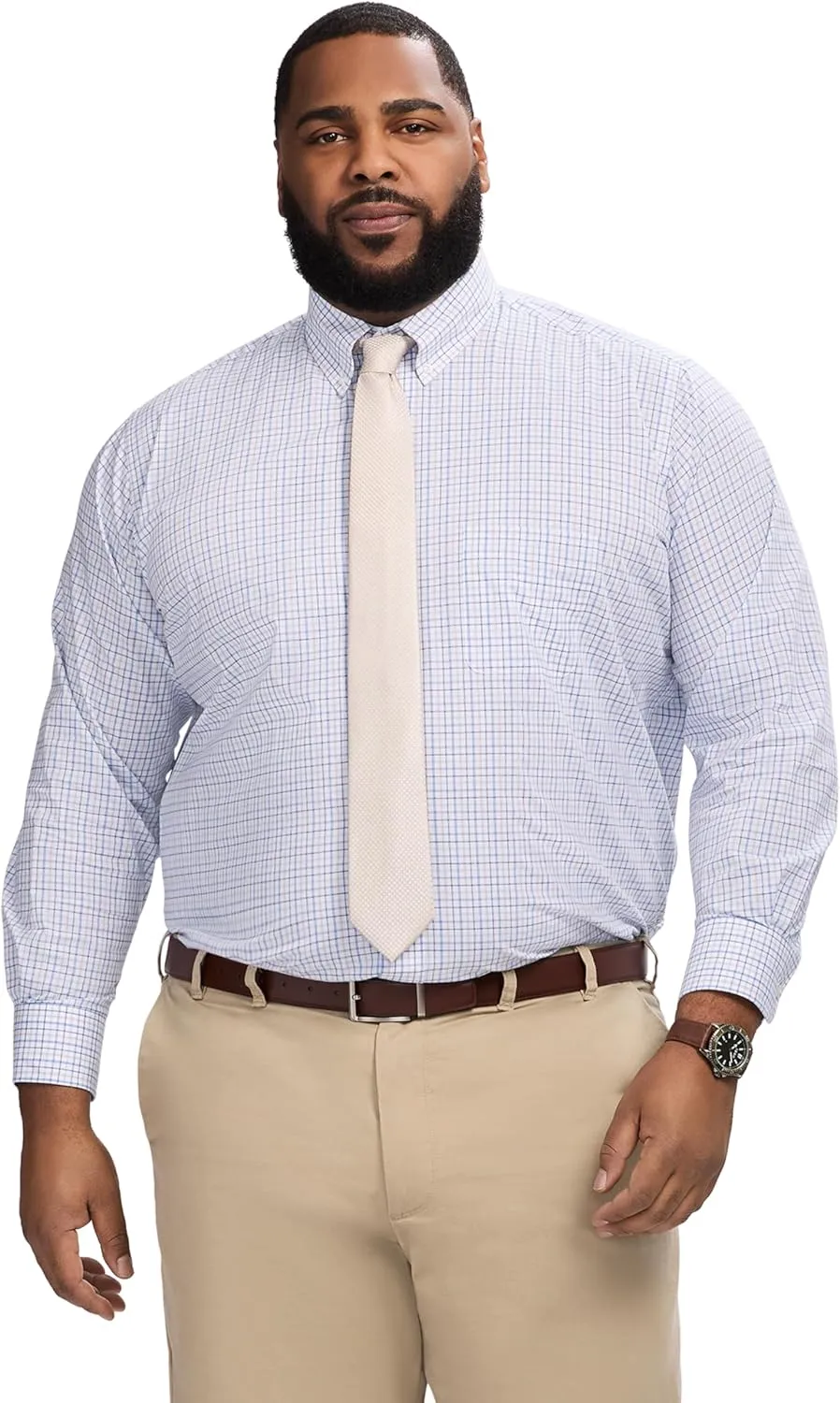 IZOD Men's Big and Tall Dress Shirt Long Sleeve Wrinkle Free Stretch Button Down Collar