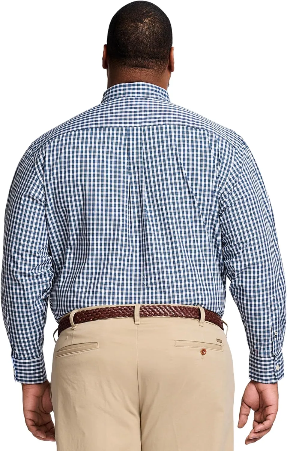 IZOD Men's Big and Tall Performance Comfort Long Sleeve Plaid Button Down