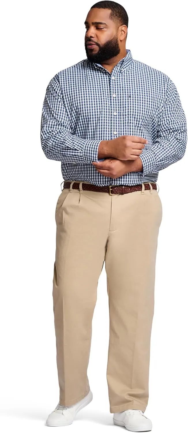 IZOD Men's Big and Tall Performance Comfort Long Sleeve Plaid Button Down