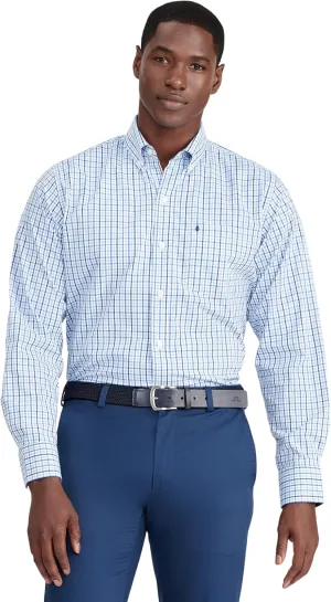 IZOD Men's Performance Comfort Long Sleeve Plaid Button Down