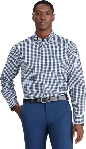 IZOD Men's Performance Comfort Long Sleeve Plaid Button Down