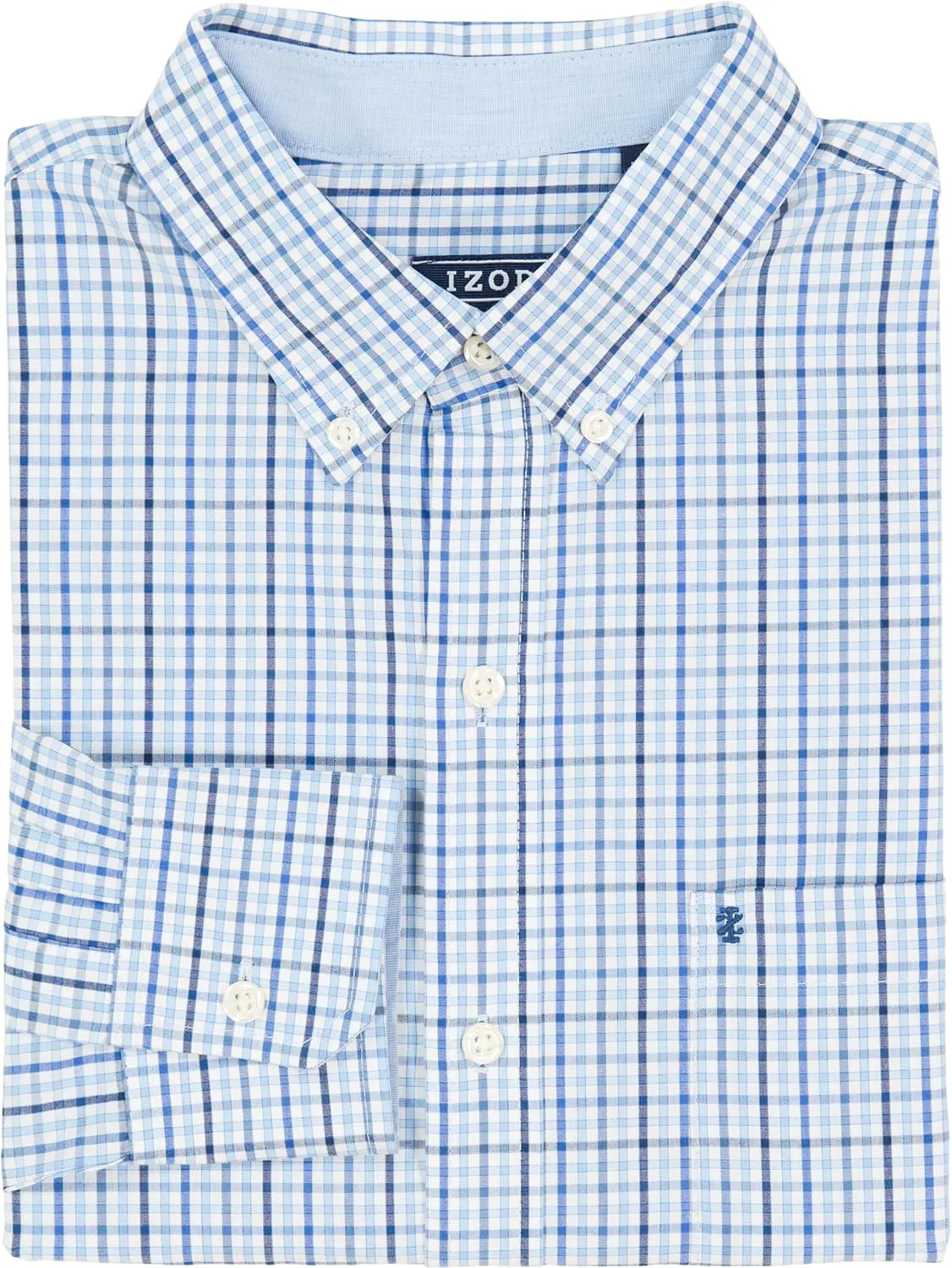 IZOD Men's Performance Comfort Long Sleeve Plaid Button Down