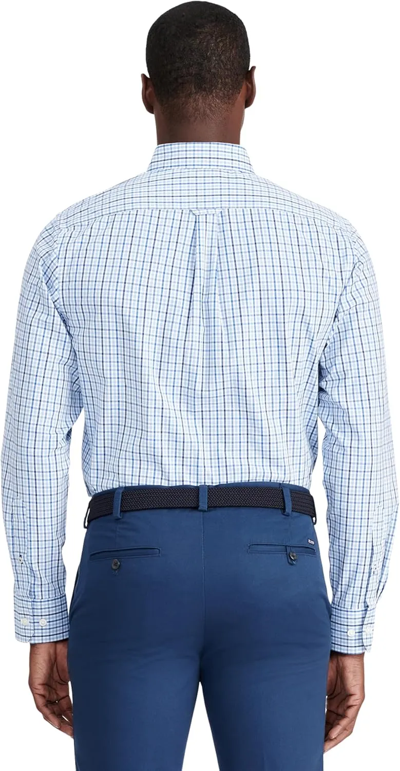 IZOD Men's Performance Comfort Long Sleeve Plaid Button Down