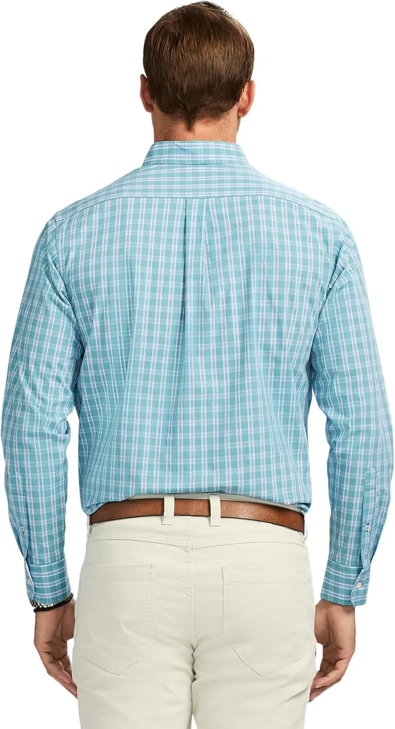 IZOD Men's Performance Comfort Long Sleeve Plaid Button Down