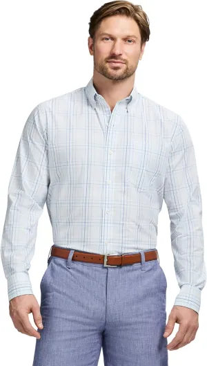 IZOD Men's Performance Comfort Long Sleeve Plaid Button Down