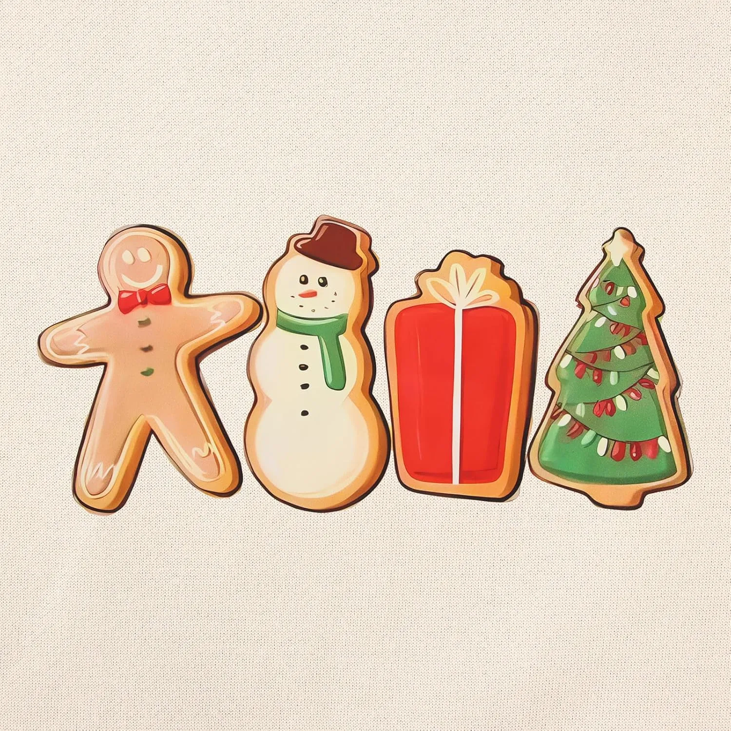 IZYJOY Women Christmas Sweatshirt Gingerbread Cookies Graphic Oversized Sweaters Xmas Tree Crewneck Holiday Winter Gifts Top