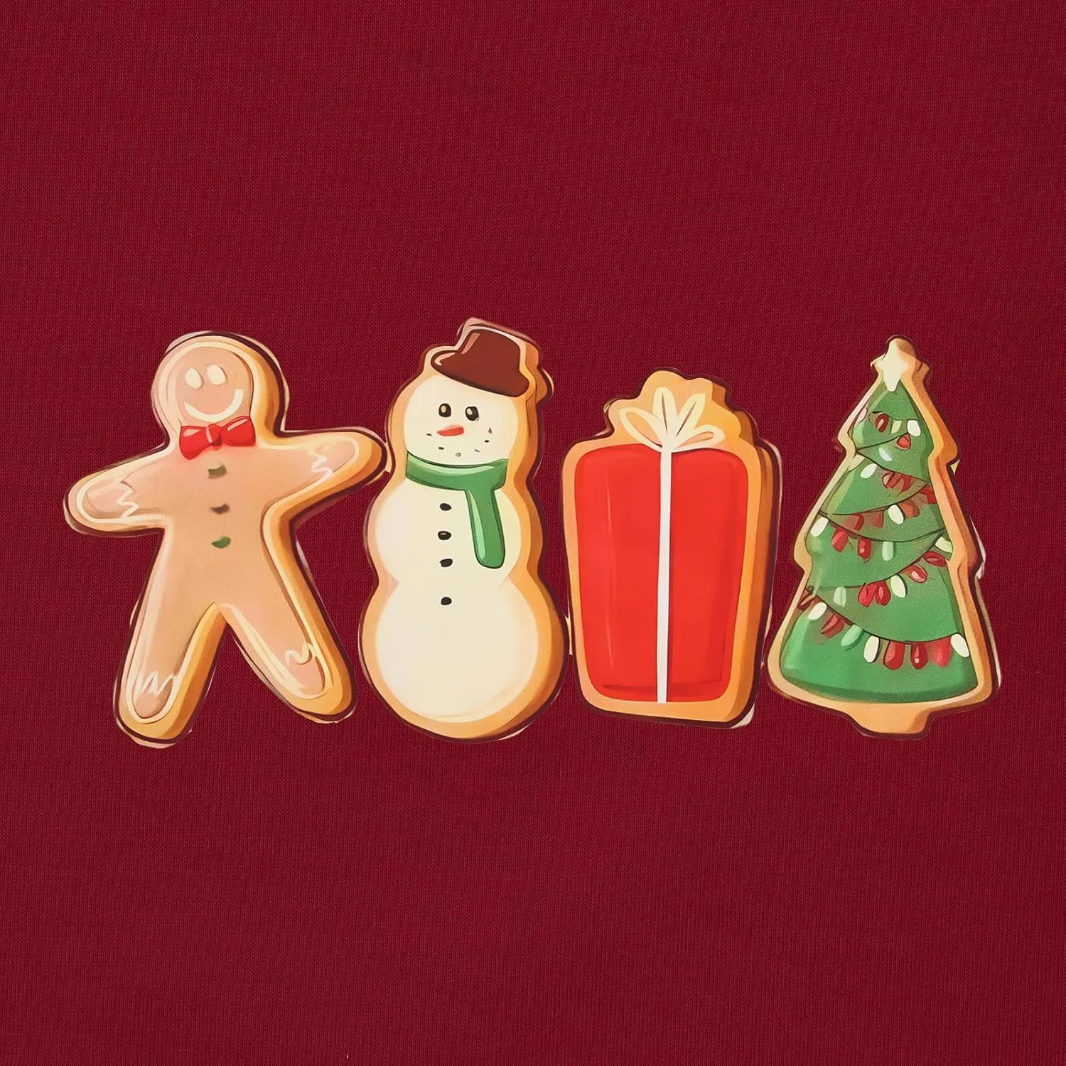 IZYJOY Women Christmas Sweatshirt Gingerbread Cookies Graphic Oversized Sweaters Xmas Tree Crewneck Holiday Winter Gifts Top