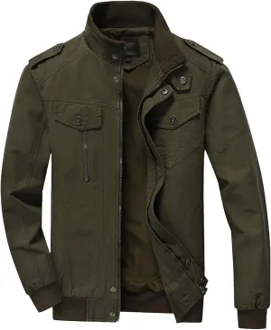 JEShifangjiusu Men Cotton Lightweight Jacket Military Jacket Casual Field Coat Windbreaker Winter Thicken Outwear Jacket Coat