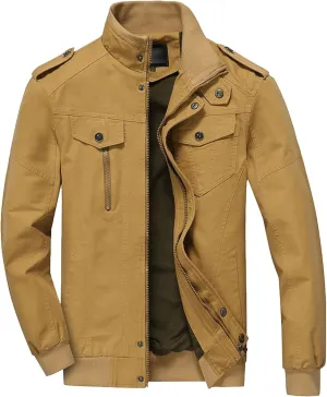 JEShifangjiusu Men Cotton Lightweight Jacket Military Jacket Casual Field Coat Windbreaker Winter Thicken Outwear Jacket Coat