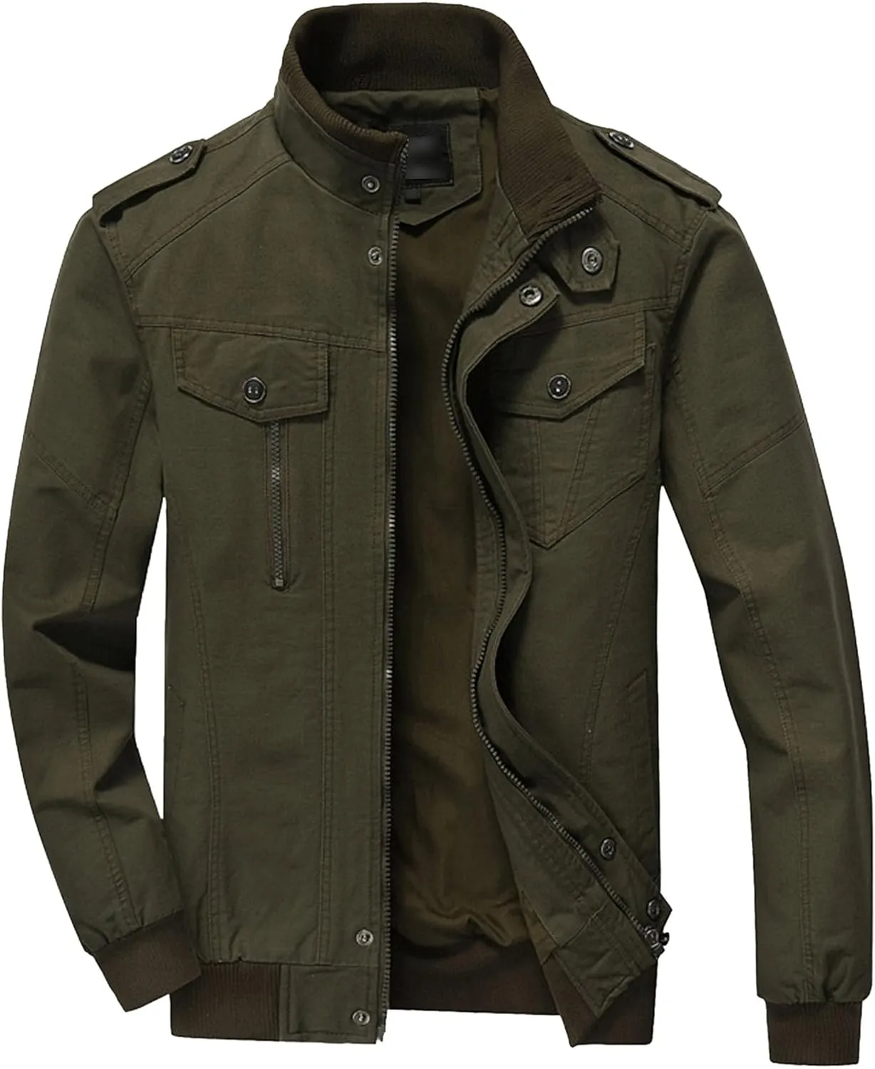 JEShifangjiusu Men Cotton Lightweight Jacket Military Jacket Casual Field Coat Windbreaker Winter Thicken Outwear Jacket Coat