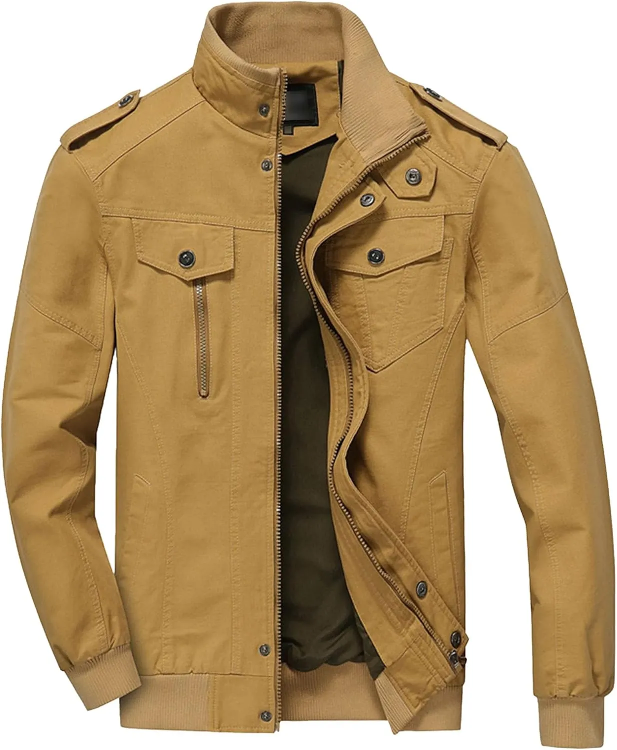 JEShifangjiusu Men Cotton Lightweight Jacket Military Jacket Casual Field Coat Windbreaker Winter Thicken Outwear Jacket Coat