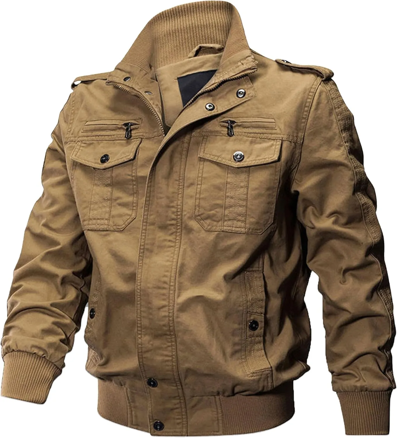 JEShifangjiusu Men's Washed Cotton Military Jacket Lightweight Casual Field Coat Windbreaker Utility Bomber Jackets Outwear