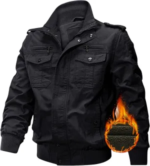 JEShifangjiusu Men's Washed Cotton Military Jacket Lightweight Casual Field Coat Windbreaker Utility Bomber Jackets Outwear