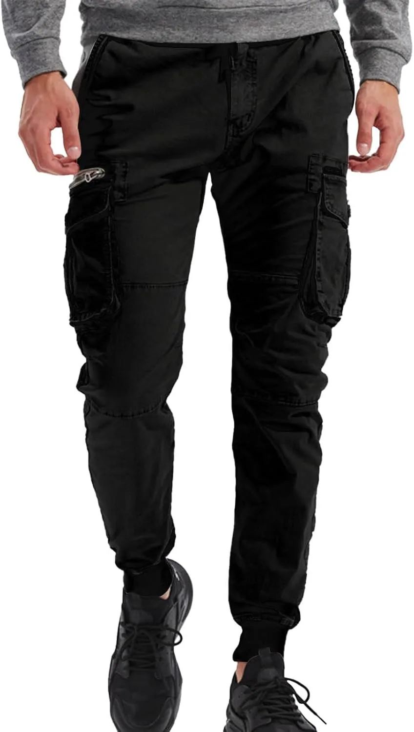 JOFOW Mens Cargo Pants Cargo Joggers Men Mens Elastic Waist Pants Cargo Sweatpants for Men