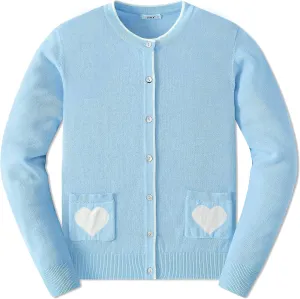 JSTEX Girls Cute Cardigan 100% Cotton Knit Kids Cardigan Long Sleeve Crew Neck Button Sweaters for Girl Size 4-14