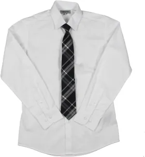 Kenneth Cole Boys' Dress Shirt with Clip-on Tie Set, Sizes 8-20