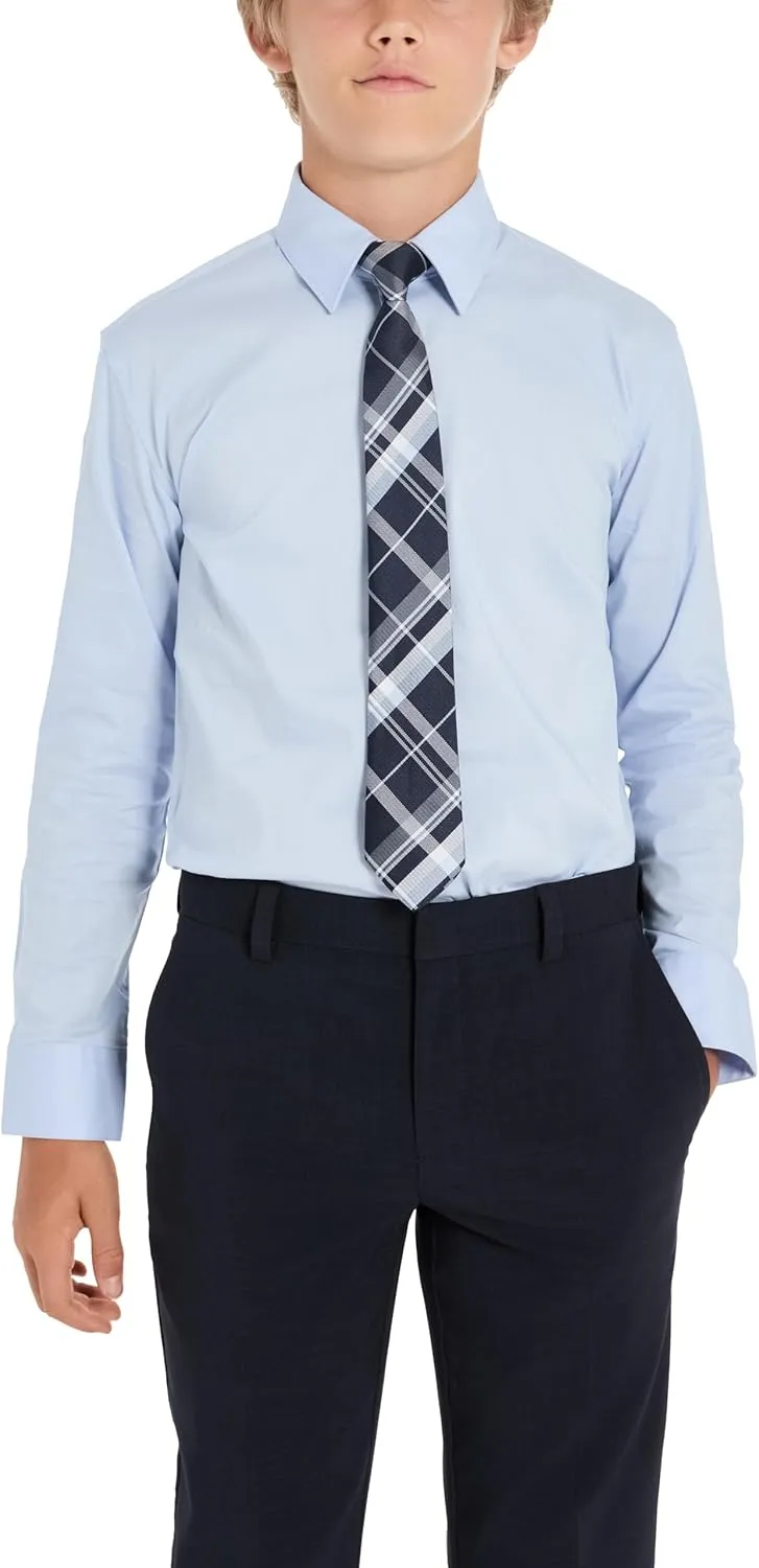 Kenneth Cole Boys' Dress Shirt with Clip-on Tie Set, Sizes 8-20