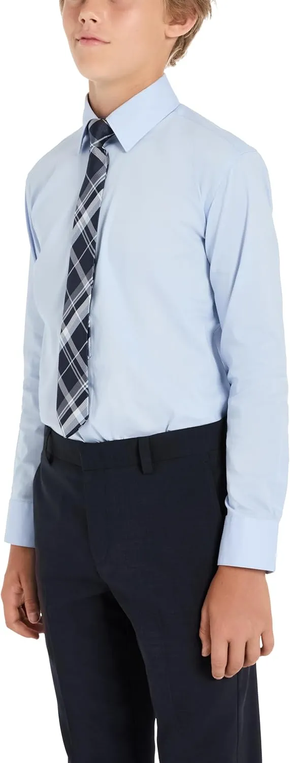 Kenneth Cole Boys' Dress Shirt with Clip-on Tie Set, Sizes 8-20