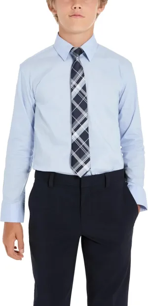 Kenneth Cole Boys' Dress Shirt with Clip-on Tie Set, Sizes 8-20