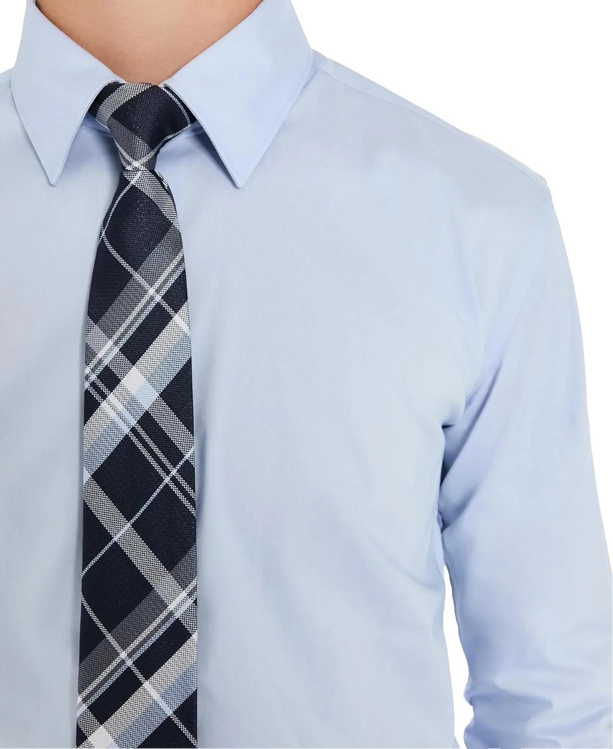 Kenneth Cole Boys' Dress Shirt with Clip-on Tie Set, Sizes 8-20