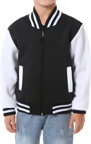 Kids Baseball Jackets Boys Girls Fit Varsity Jacket Casual Lightweight Plain Button Cardigan School Coat