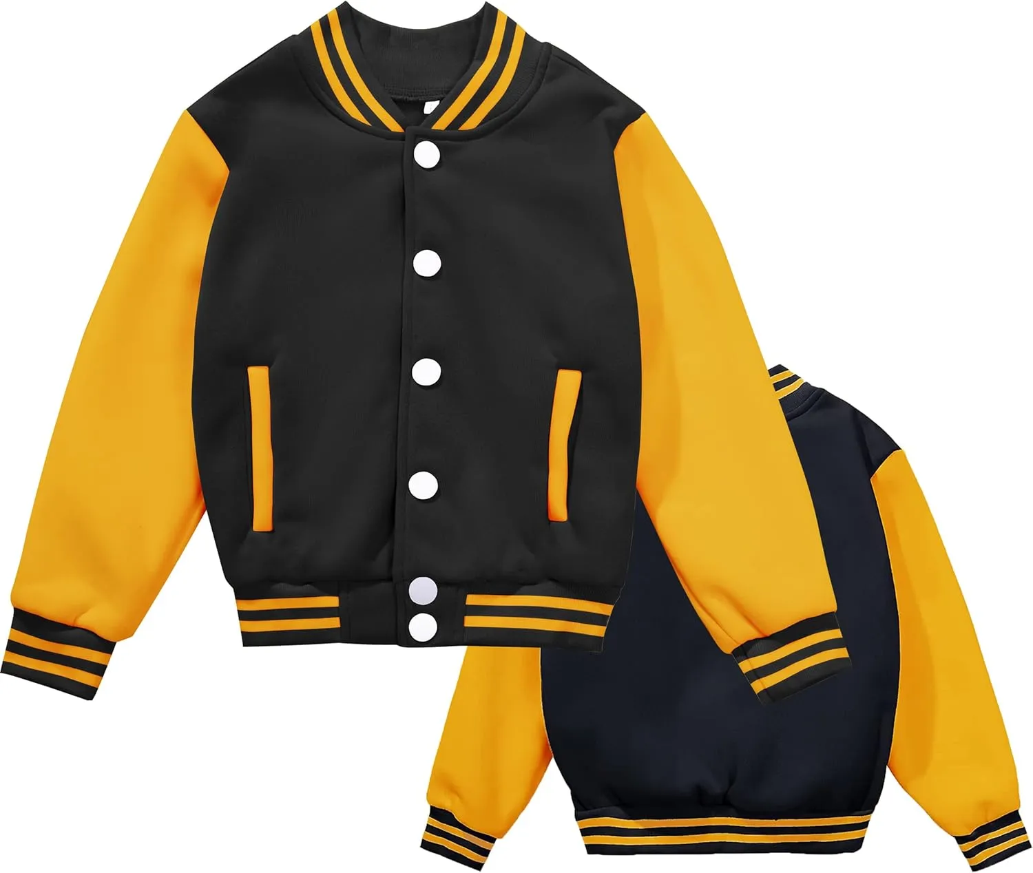 Kids Baseball Jackets Boys Girls Fit Varsity Jacket Casual Lightweight Plain Button Cardigan School Coat