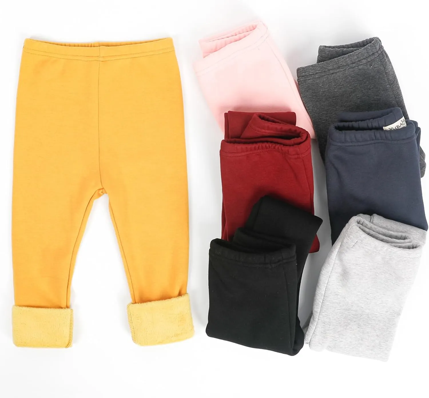 Kiench Girls Winter Leggings Fleece Lined Kids Warm Cotton Pants Pack of 2