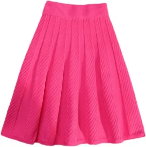 Knitted Pleated Short Mini Skirt Women Sexy Elastic High Waist Fashion Ladies Big Swing Skirt