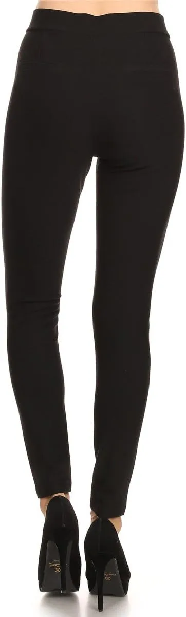 LA12ST Women Ponte Trouser Stretch Skinny Pants Zippers