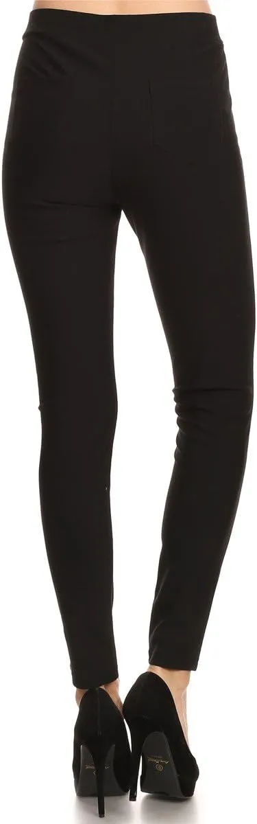 LA12ST Women Ponte Trouser Stretch Skinny Pants Zippers