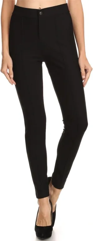 LA12ST Women Ponte Trouser Stretch Skinny Pants Zippers