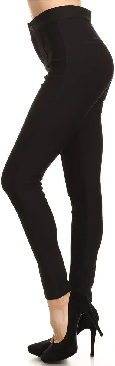 LA12ST Women Ponte Trouser Stretch Skinny Pants Zippers