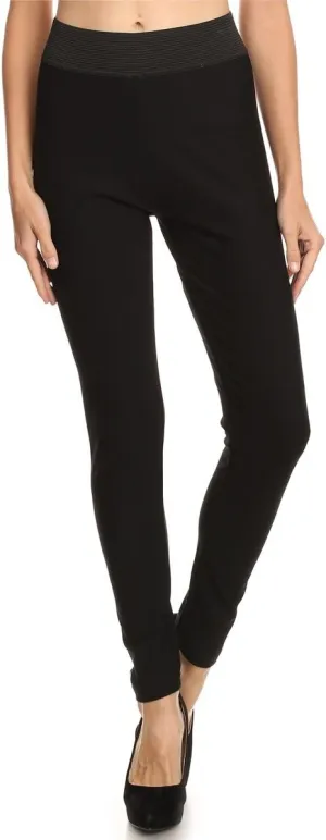 LA12ST Women Ponte Trouser Stretch Skinny Pants Zippers