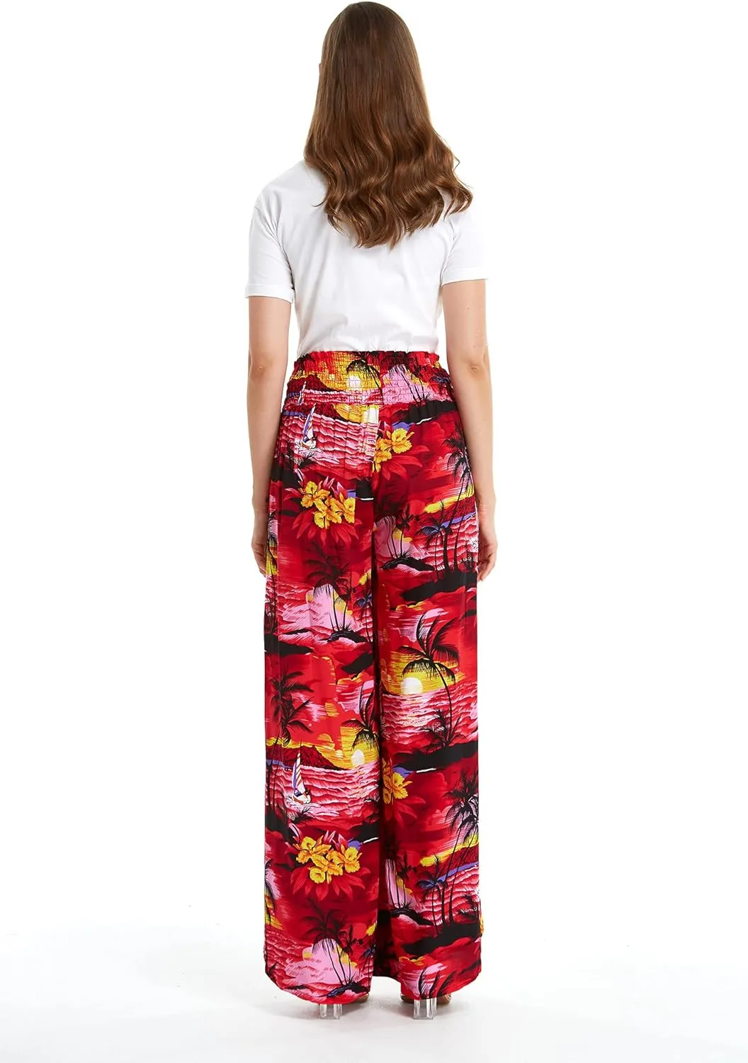 Lady High Slit Wide Leg Pants in Tropical Sunset