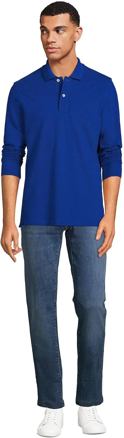 Lands' End Men's Comfort First Long Sleeve Solid Mesh Polo