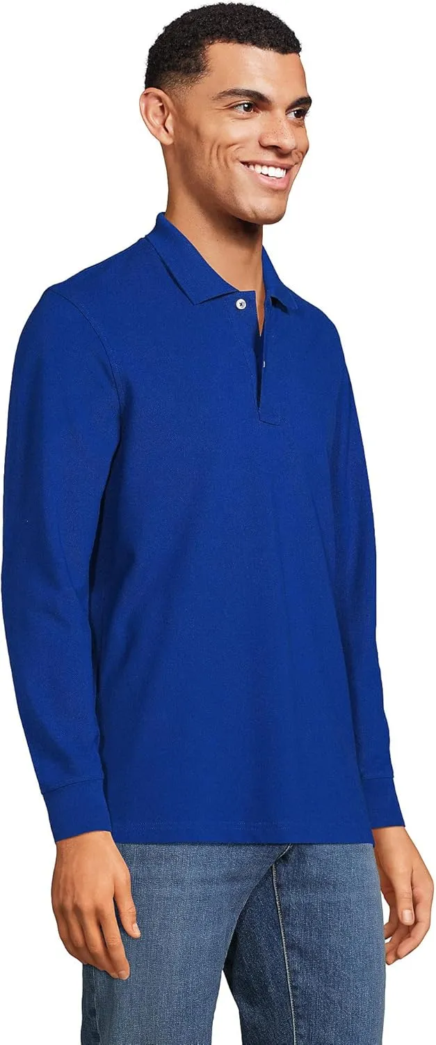 Lands' End Men's Comfort First Long Sleeve Solid Mesh Polo