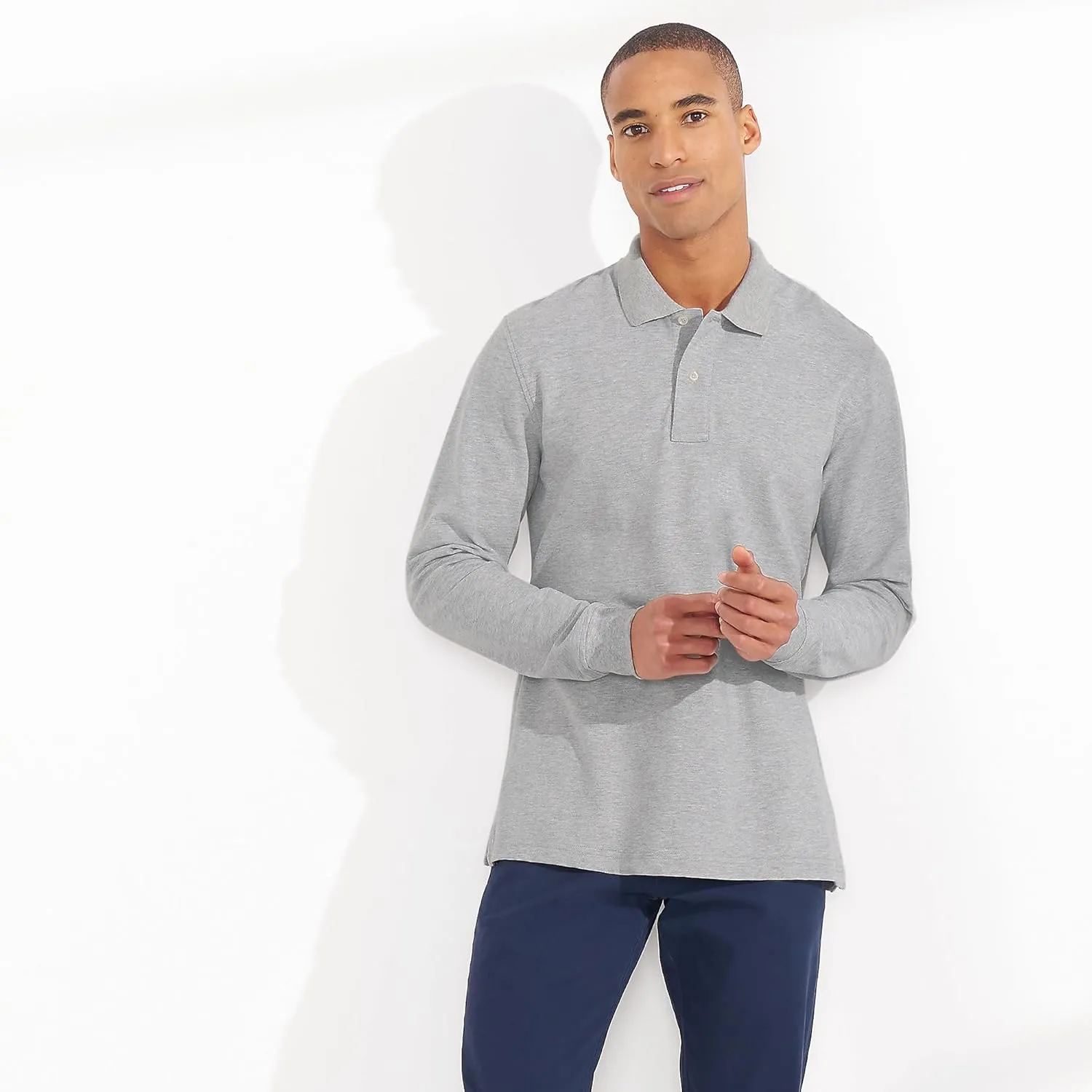 Lands' End Men's Comfort First Long Sleeve Solid Mesh Polo