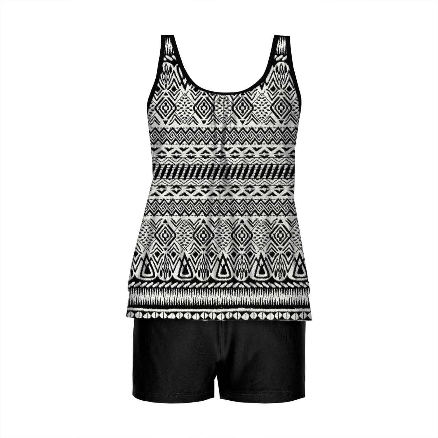 Lastesso Womens Tankini Bathing Suits Trendy Blouson Swim Tank Top with Shorts Fashion Vacation Print Summer Bathing Suits