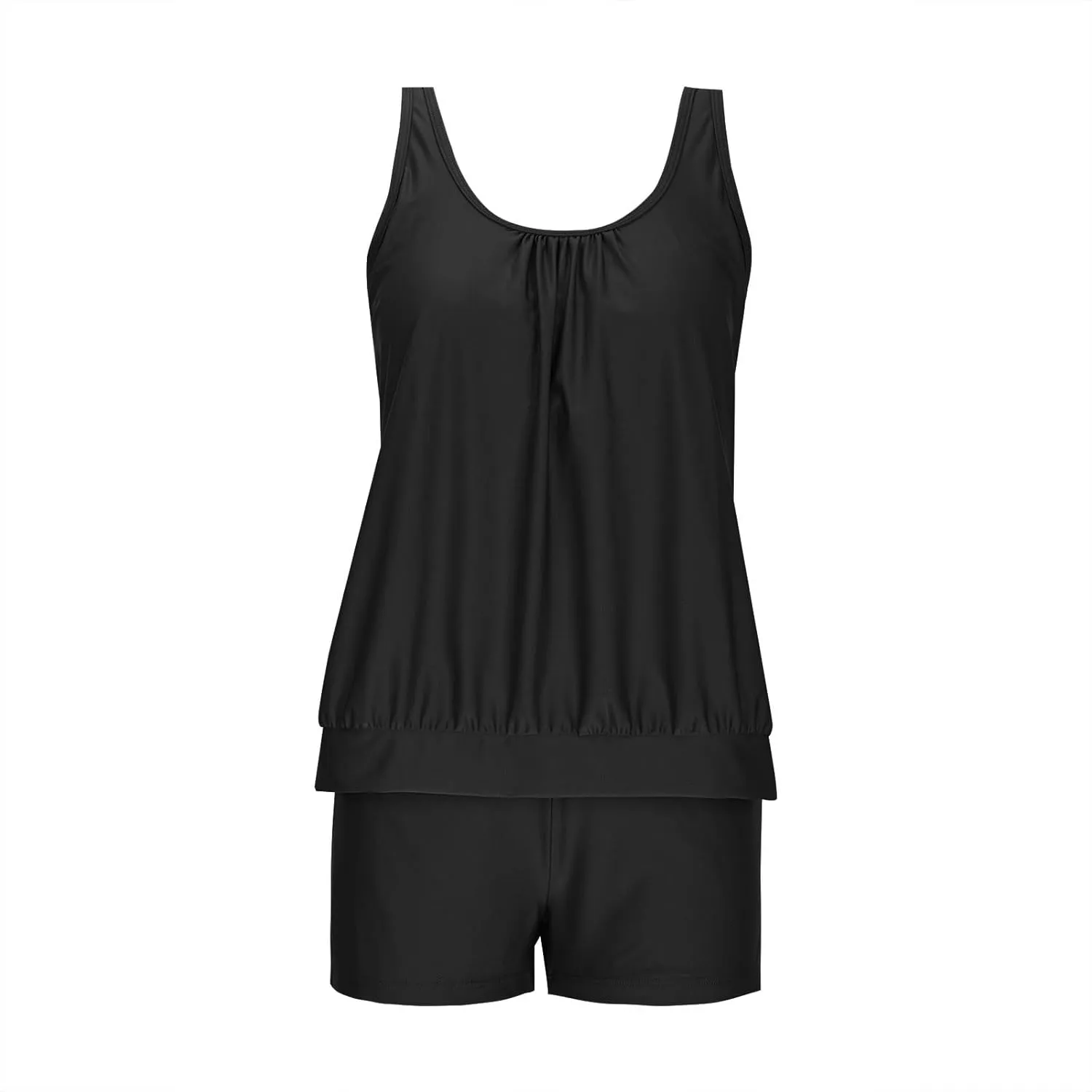 Lastesso Womens Tankini Bathing Suits Trendy Blouson Swim Tank Top with Shorts Fashion Vacation Print Summer Bathing Suits