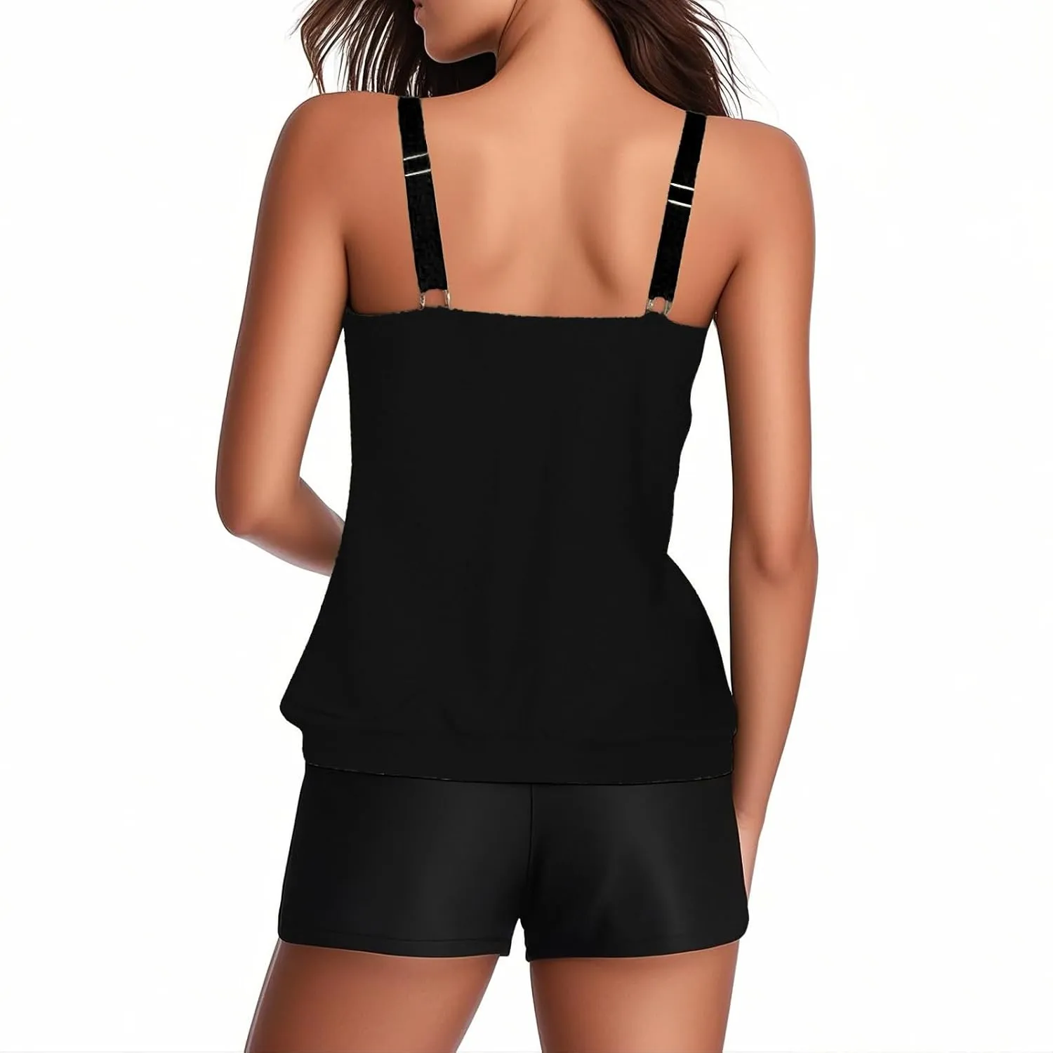 Lastesso Womens Tankini Bathing Suits Trendy Blouson Swim Tank Top with Shorts Fashion Vacation Print Summer Bathing Suits