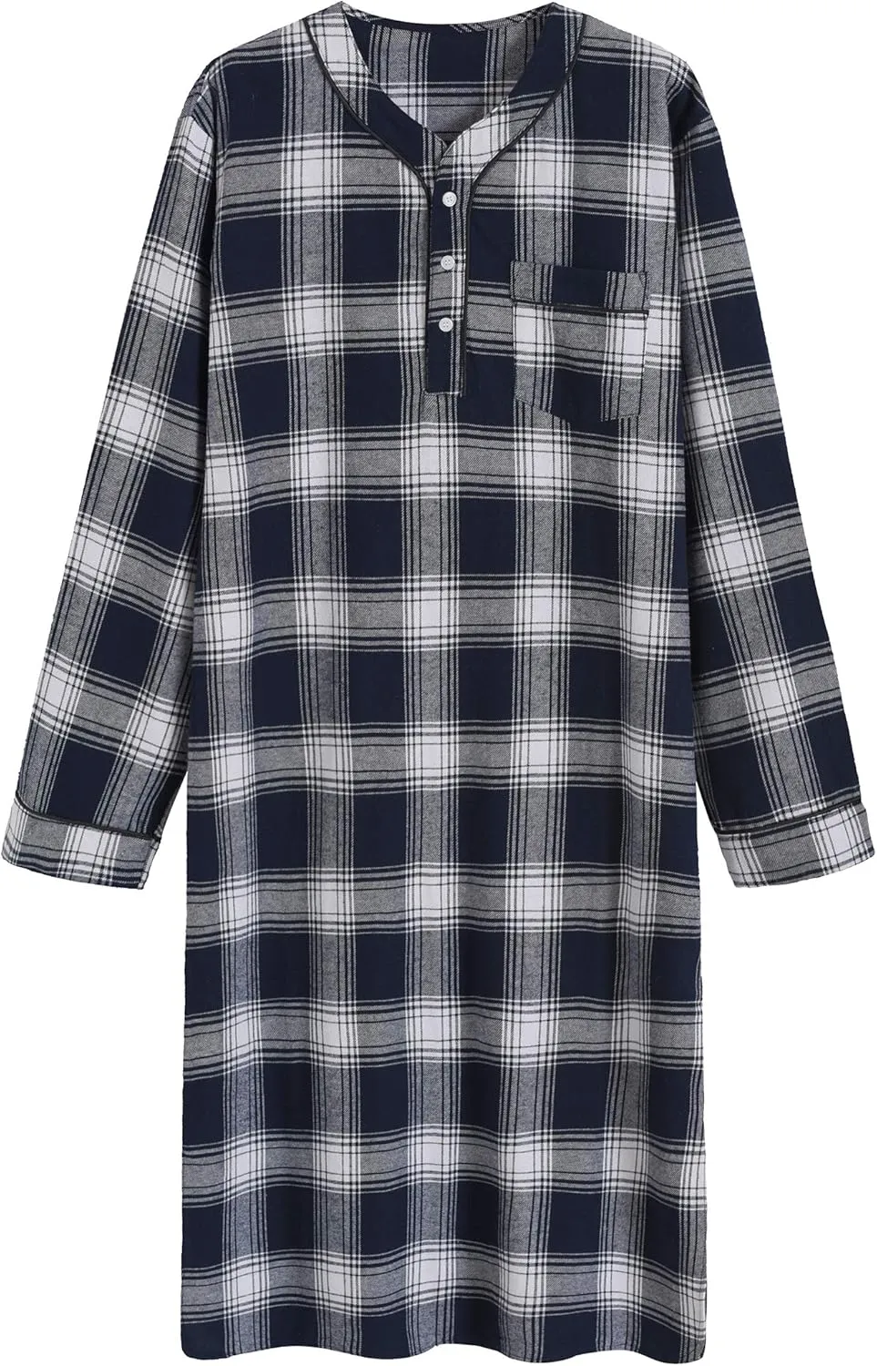 Latuza Men's Cotton Flannel Nightshirt Sleep Shirt