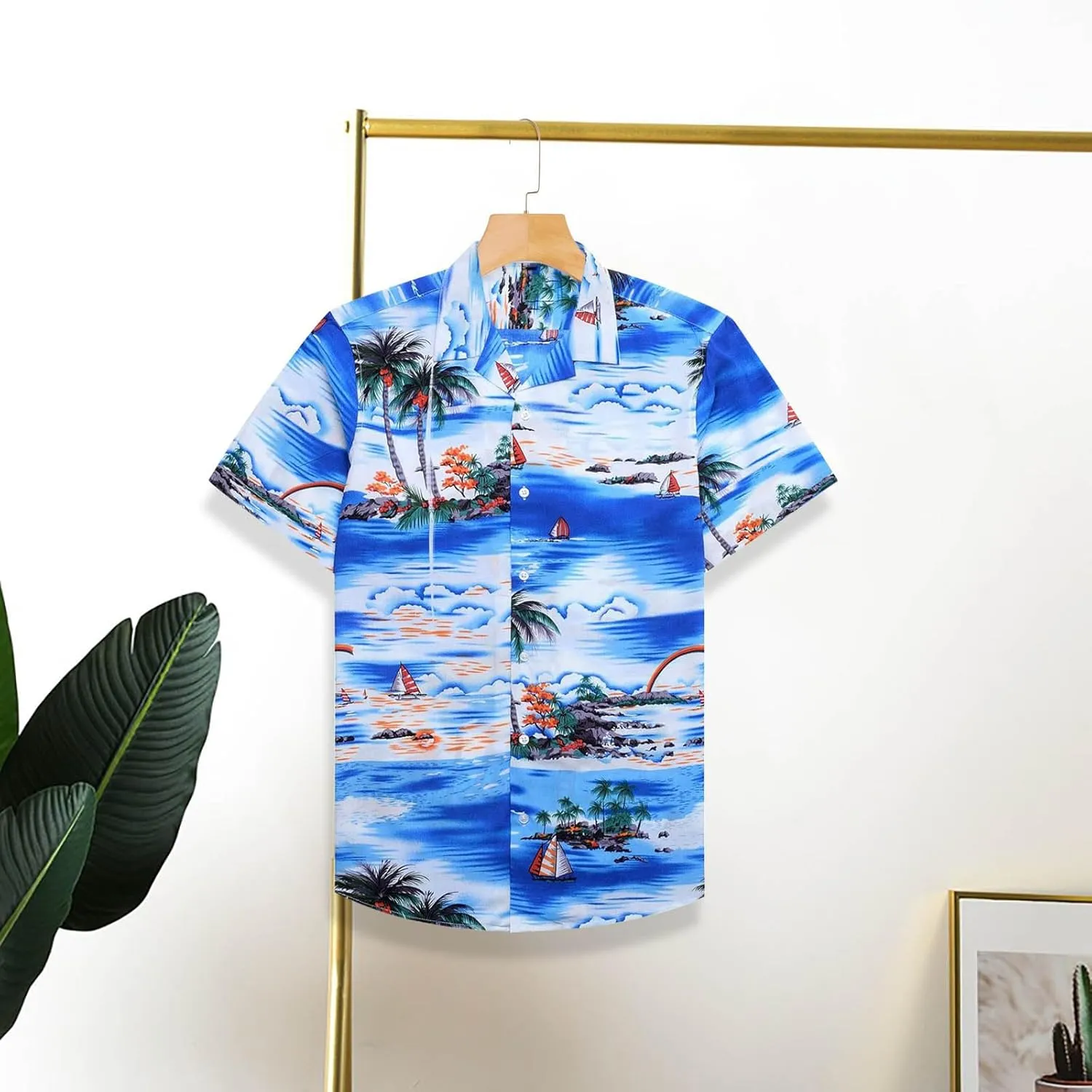 LCMTWX Mens Short Sleeve Button Down Shirts Mens Fashion and Leisure Color Matching Lapel Button Half Short Sleeve Shirts